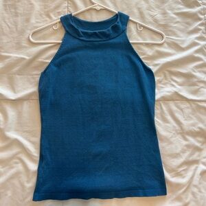 Ann Taylor Fitted Blue Sleeveless Tank Top